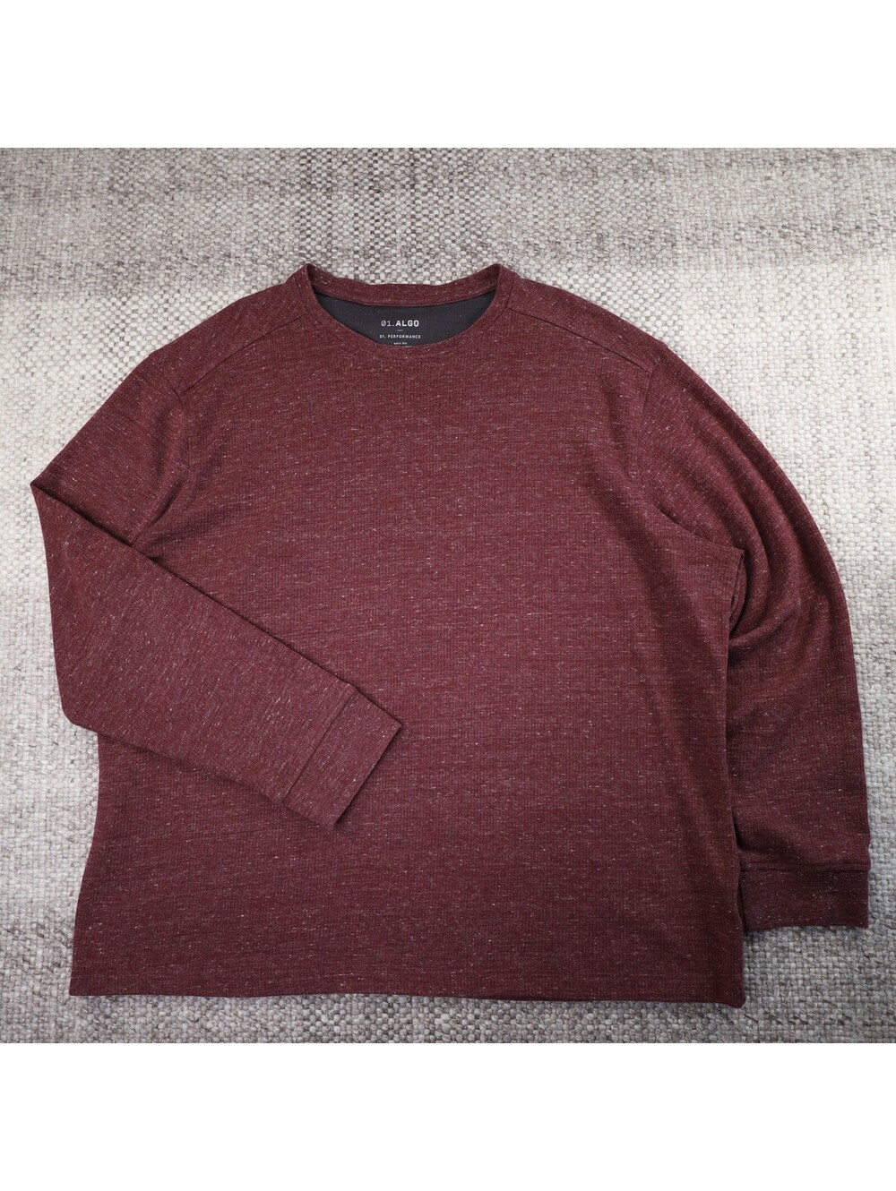 01.ALGO Performance Shirt Mens XXL Burgundy Waffle Knit Long Sleeve UPF 40+